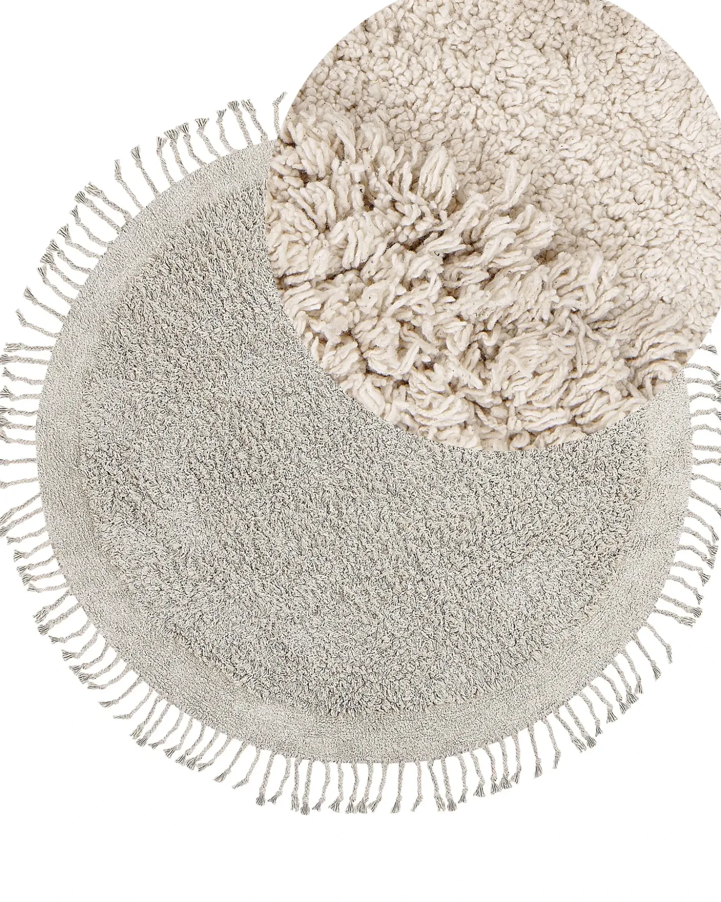 Gulvtæppe BITLIS Lys Beige ø 140 cm Bomuld