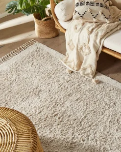 Gulvtæppe BITLIS Lys Beige 140 x 200 cm Bomuld