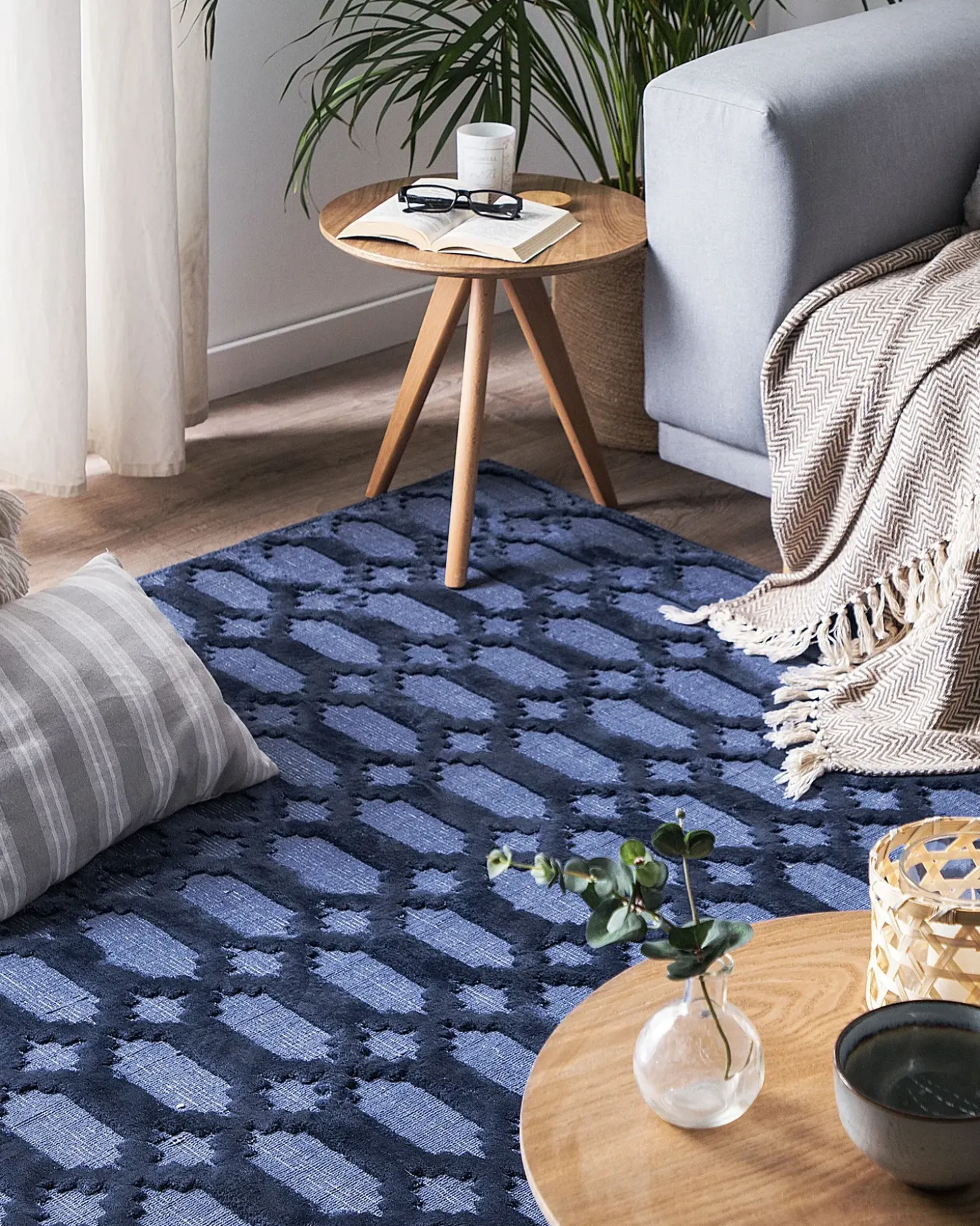 Gulvtæppe CIZRE Navy Blå 160 x 230 cm Viskose