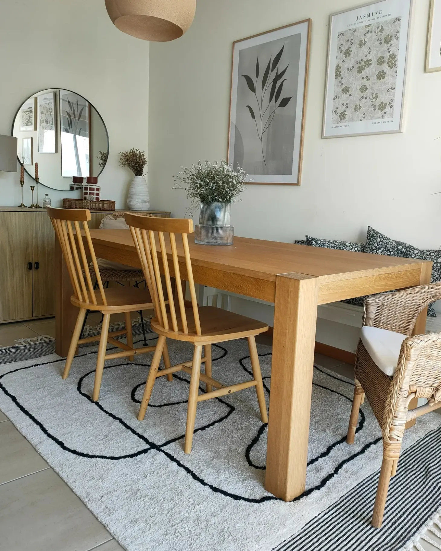 Gulvtæppe DOKUZ Beige 140 x 200 cm Bomuld