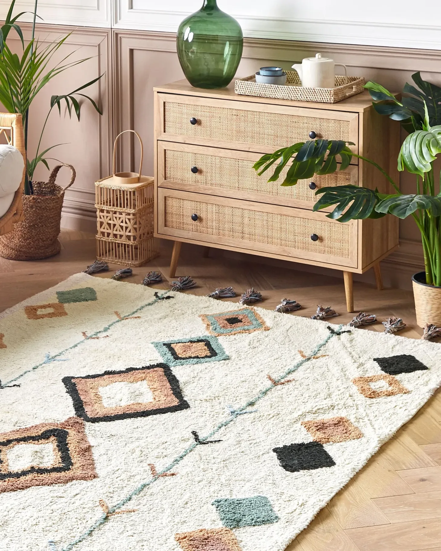 Gulvtæppe ESKISEHIR Beige 140 x 200 cm Bomuld