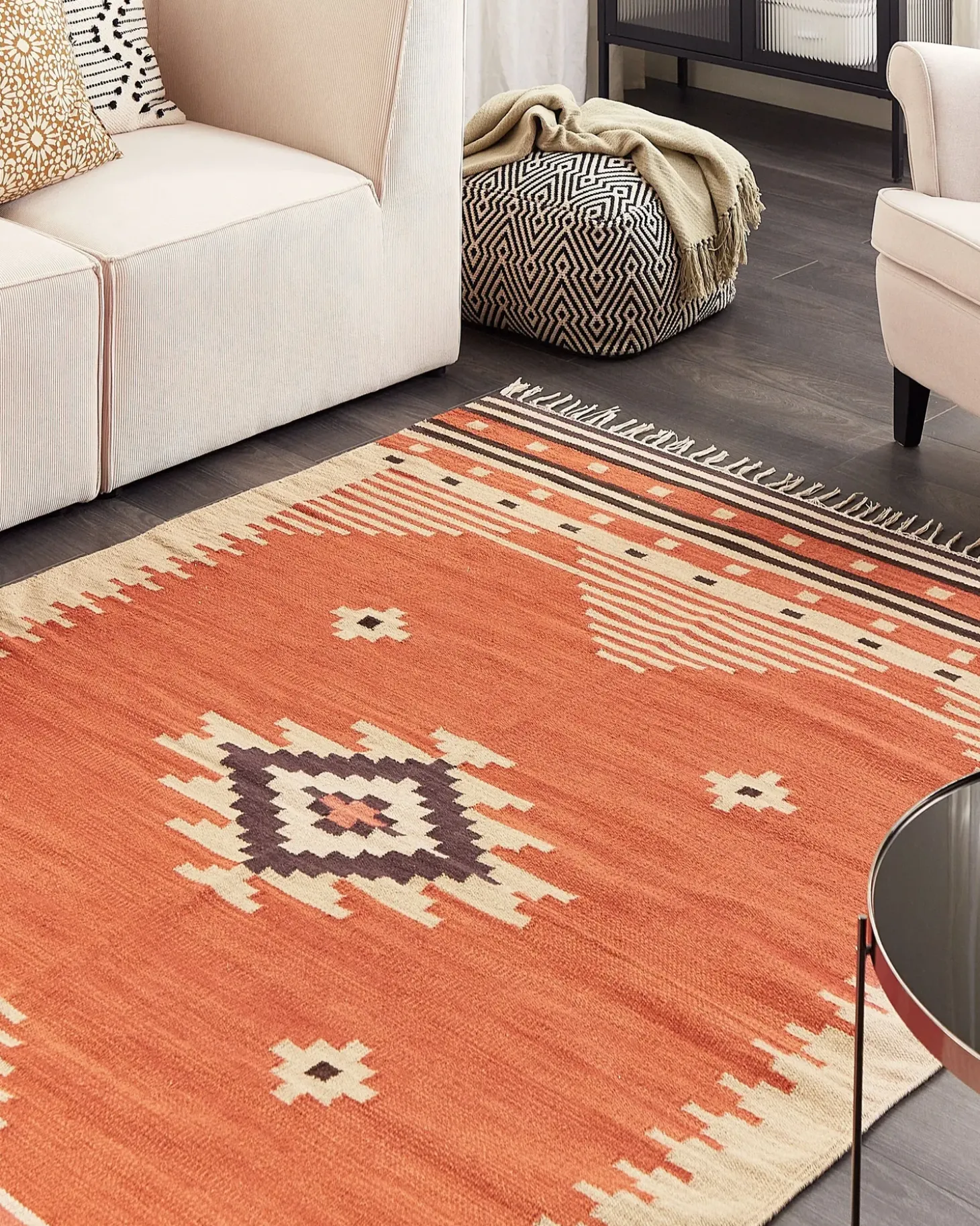 Gulvtæppe GAVAR Orange 160 x 230 cm Bomuld Kelim