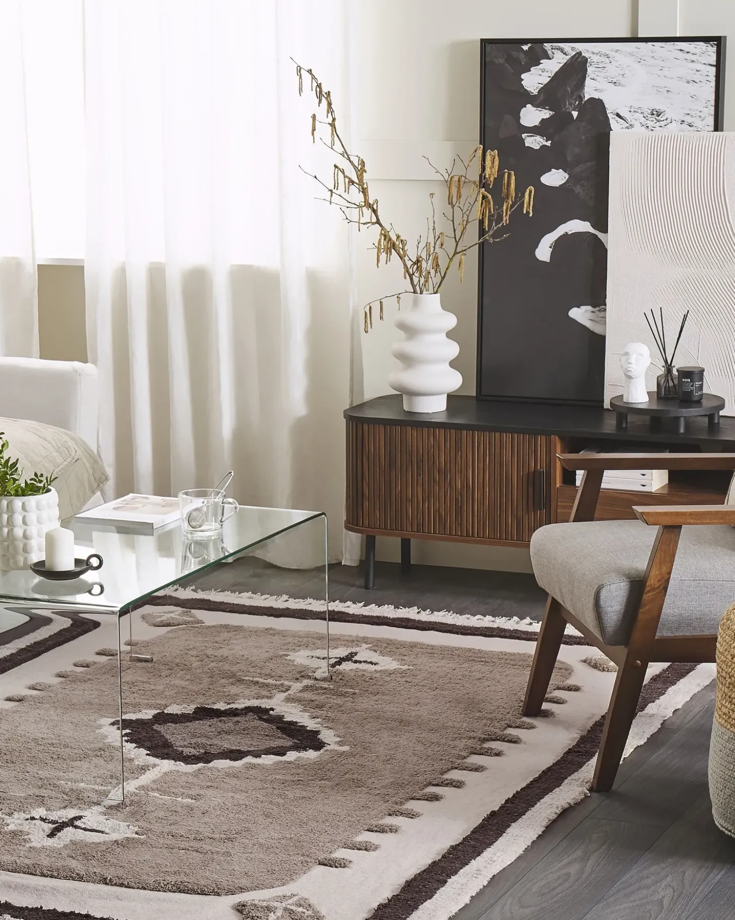 Gulvtæppe GEYVE Beige 160 x 230 cm Bomuld