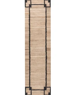 Gulvtæppe GONDIA Sort/beige 80 x 300 cm Jute