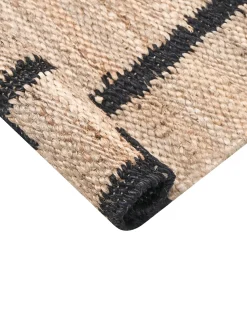 Gulvtæppe GONDIA Sort/beige 80 x 300 cm Jute