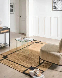 Gulvtæppe GONDIA Sort/beige 160 x 230 cm Jute