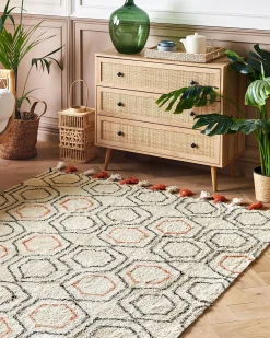 Gulvtæppe HAJIPUR Beige 160 x 230 cm Bomuld