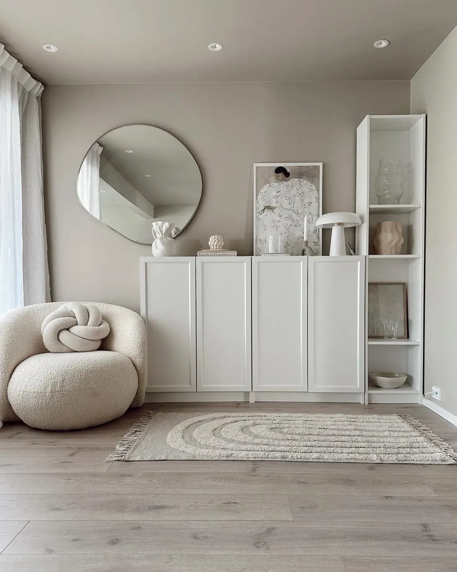 Gulvtæppe HAKKARI Lys Beige 80 x 150 cm Bomuld