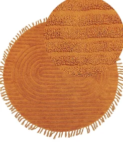 Gulvtæppe HALFETI Orange ø 140 cm Bomuld