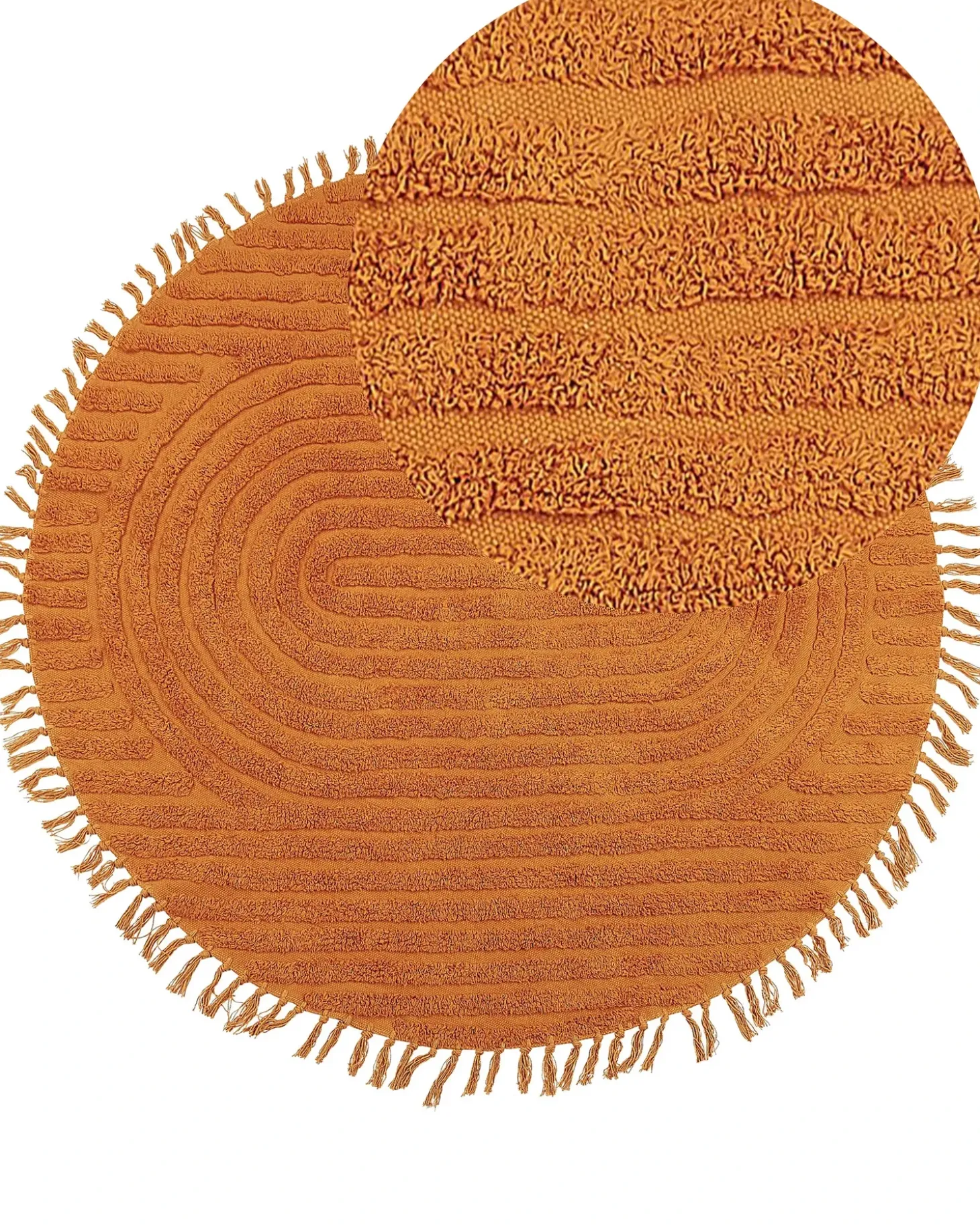 Gulvtæppe HALFETI Orange ø 140 cm Bomuld