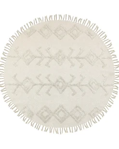 Gulvtæppe HARRAN Lys Beige ø 140 cm Bomuld