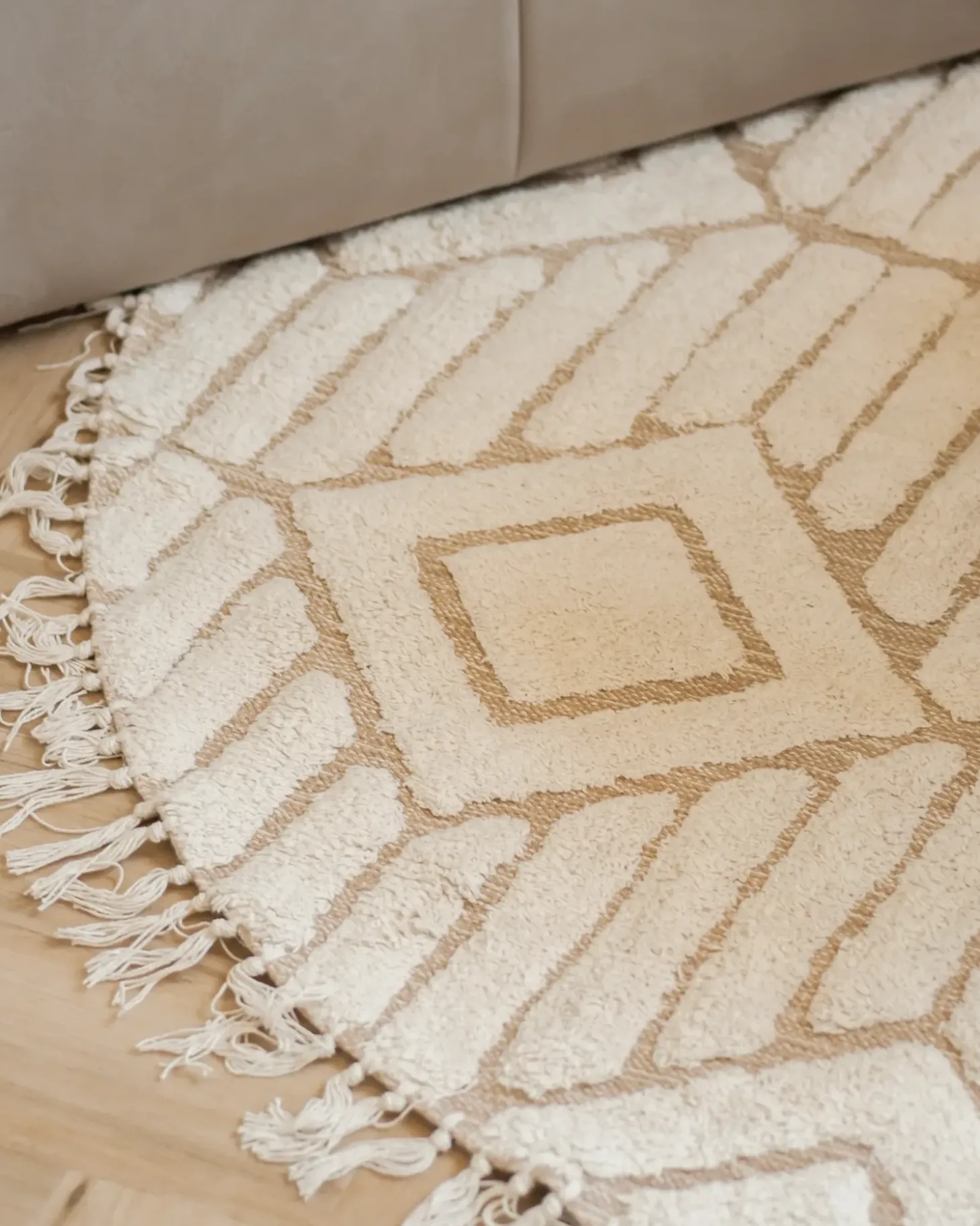 Gulvtæppe HORASAN Lys Beige ø 140 cm Bomuld
