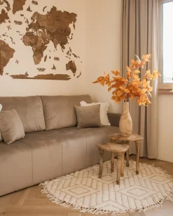 Gulvtæppe HORASAN Lys Beige ø 140 cm Bomuld