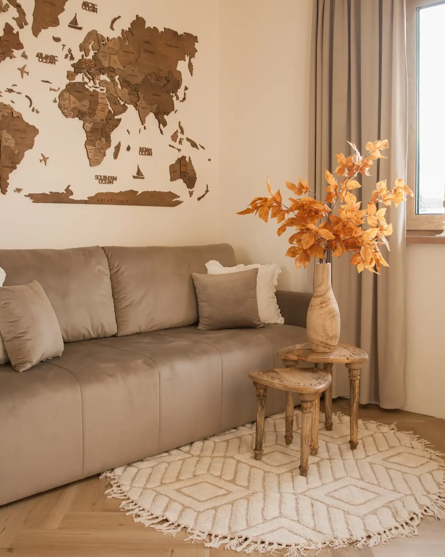 Gulvtæppe HORASAN Lys Beige ø 140 cm Bomuld