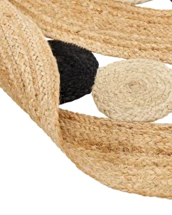 Gulvtæppe HOVIT Sort ø 140 cm Jute