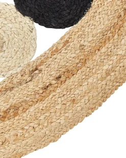 Gulvtæppe HOVIT Sort ø 140 cm Jute