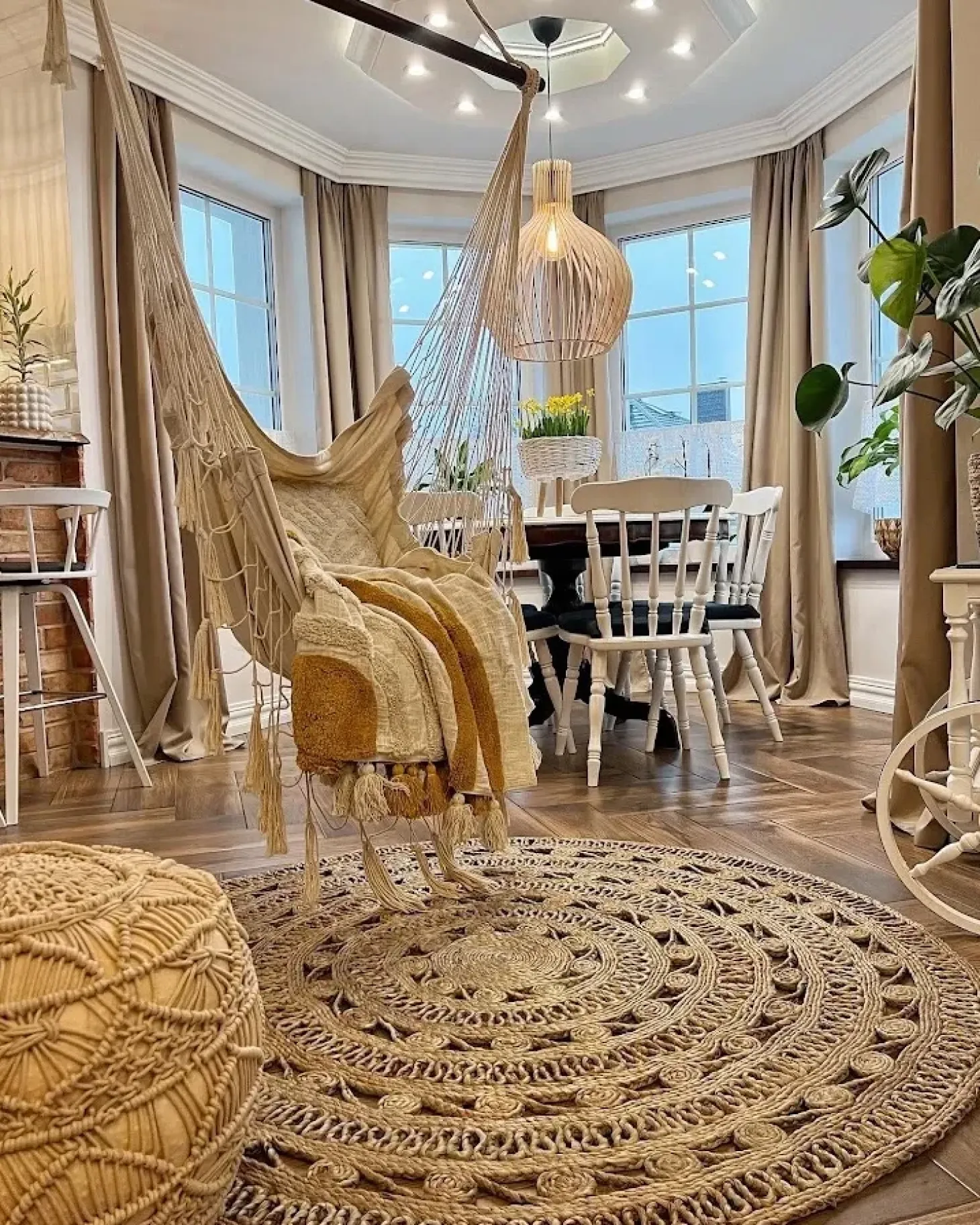 Gulvtæppe KERER Beige ø 140 cm Jute