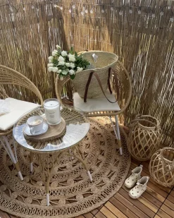 Gulvtæppe KERER Beige ø 140 cm Jute