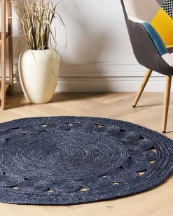 Gulvtæppe KOYUNLU Mørkeblå ø 120 cm Jute