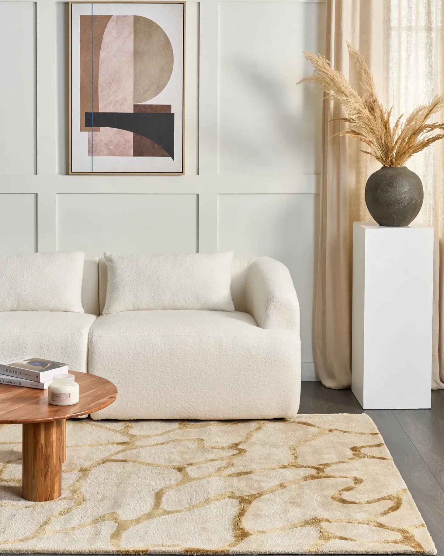 Gulvtæppe MAKOLA Beige 160 x 230 cm Viskose