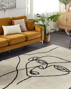 Gulvtæppe NURU Lys Beige 160 x 230 cm Bomuld