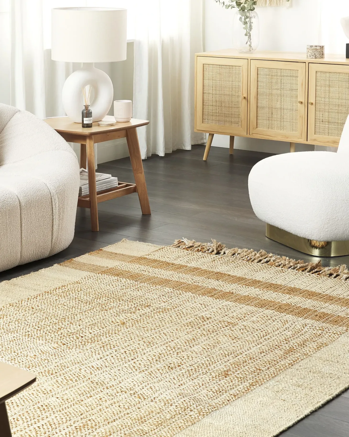 Gulvtæppe ORTAOBA Beige 160 x 230 cm Jute