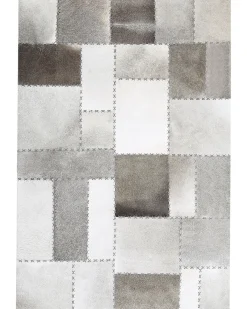 Gulvtæppe PERVARI Brungrå 160 x 230 cm Ægte læder