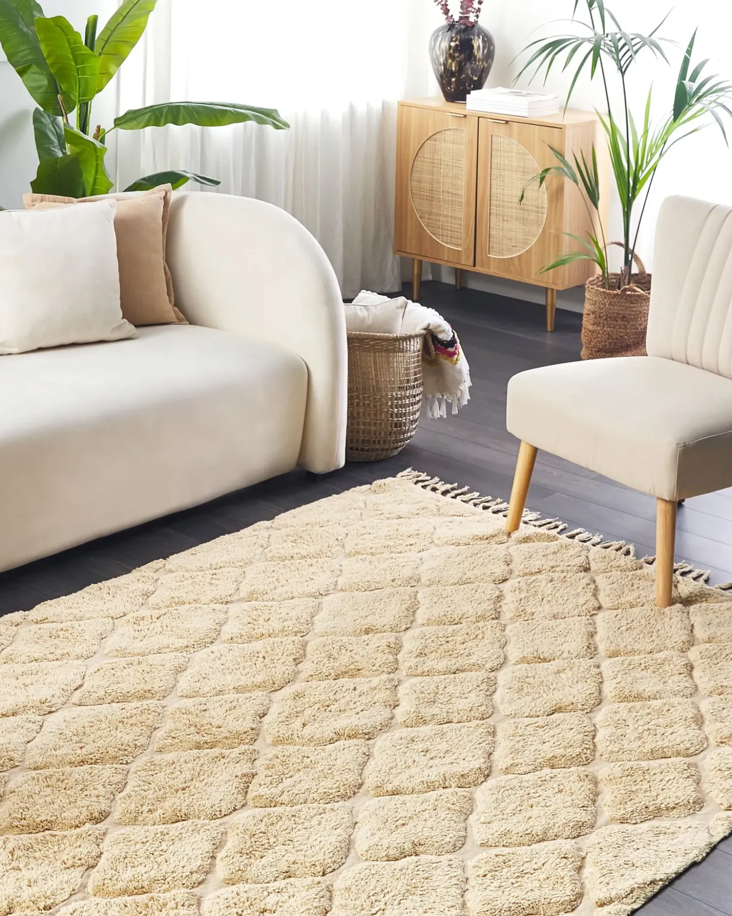 Gulvtæppe SANLIURFA Sand Beige 160 x 230 cm Bomuld