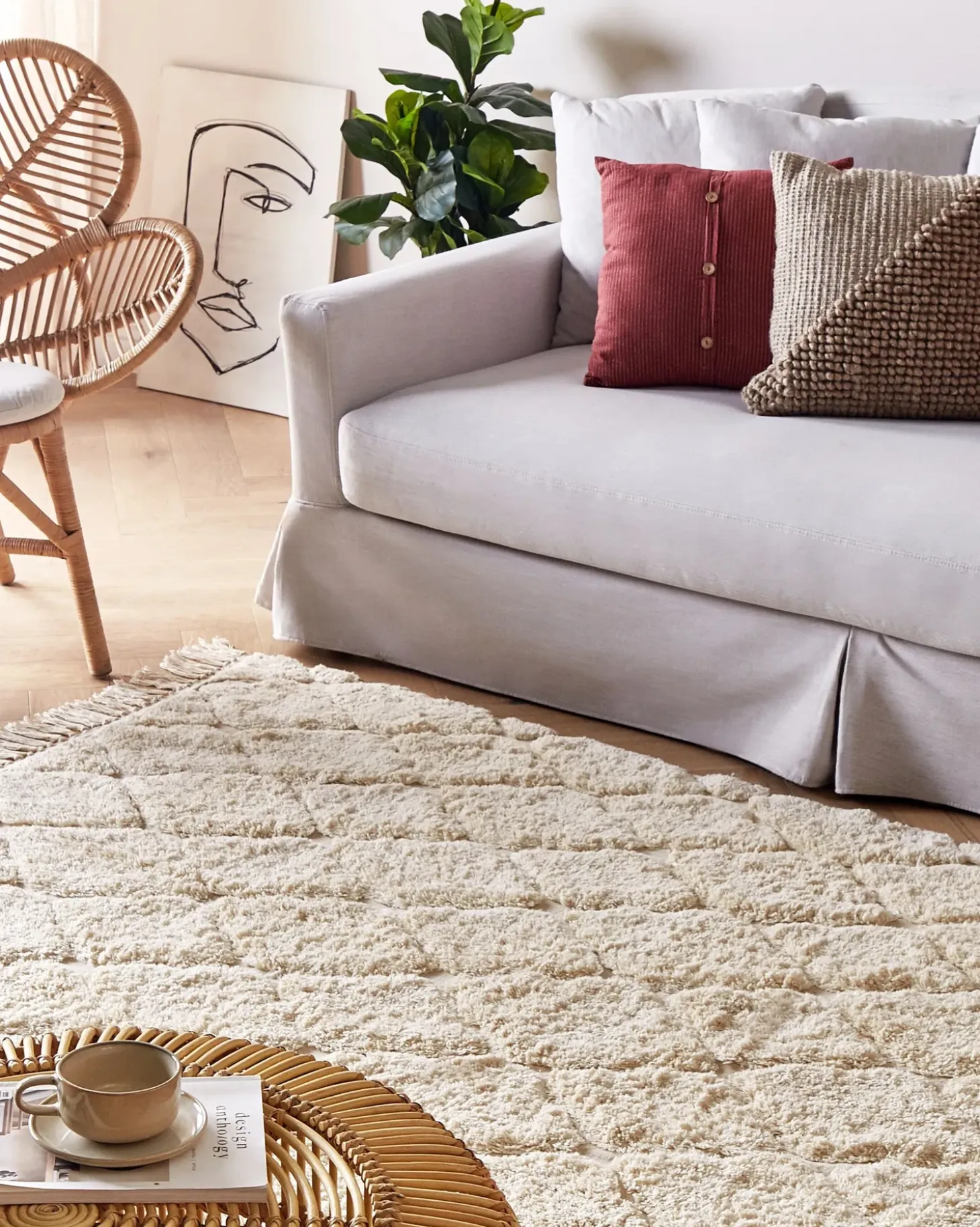 Gulvtæppe SILCHAR Beige 160 x 230 cm Bomuld