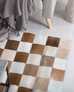 Gulvtæppe SOLMAZ Beige 140 x 200 cm Ægte læder