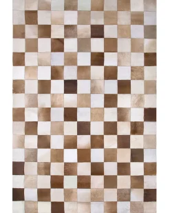Gulvtæppe SOLMAZ Beige 140 x 200 cm Ægte læder