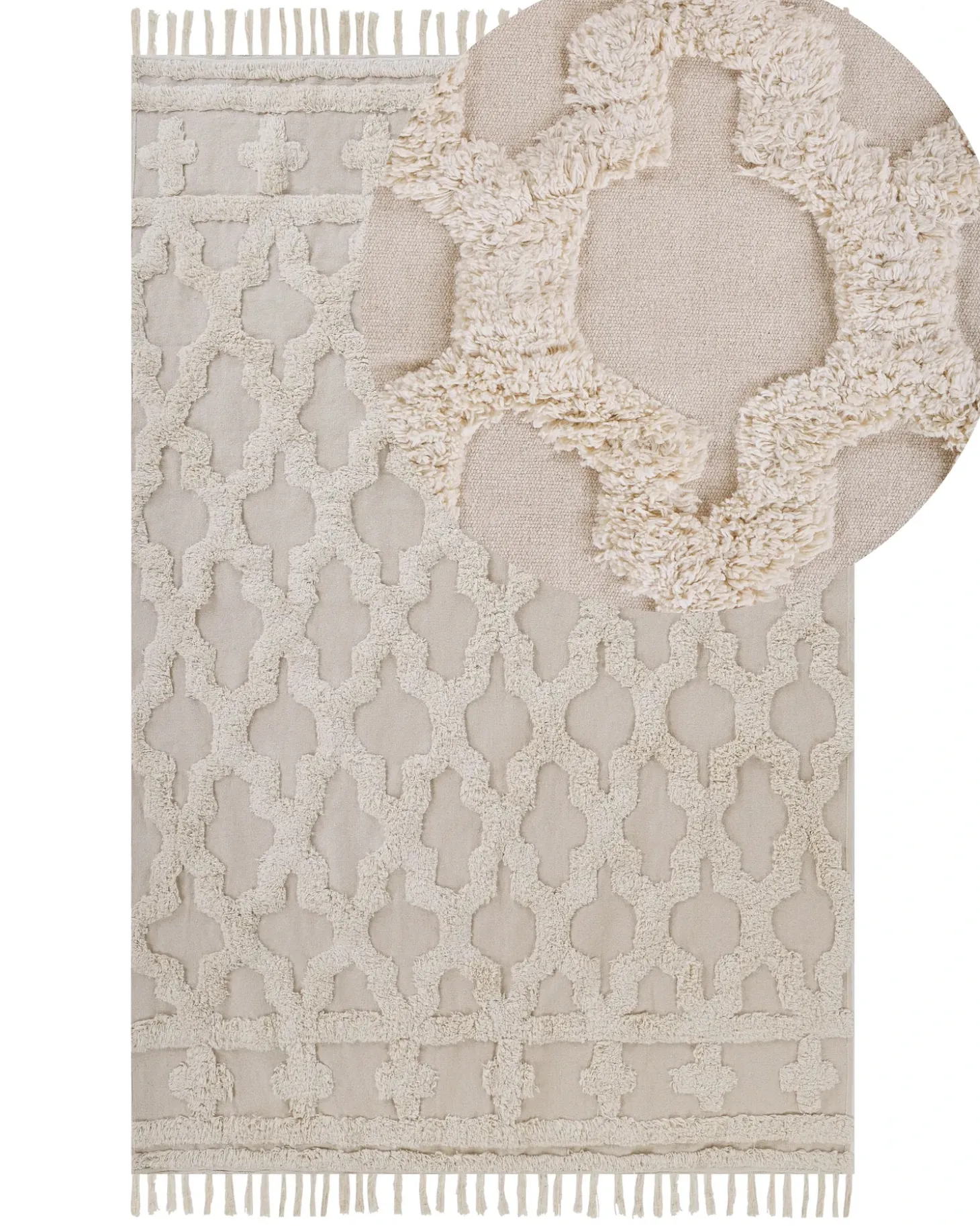 Gulvtæppe SULUOVA Beige 140 x 200 cm Bomuld