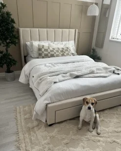Gulvtæppe SULUOVA Beige 140 x 200 cm Bomuld