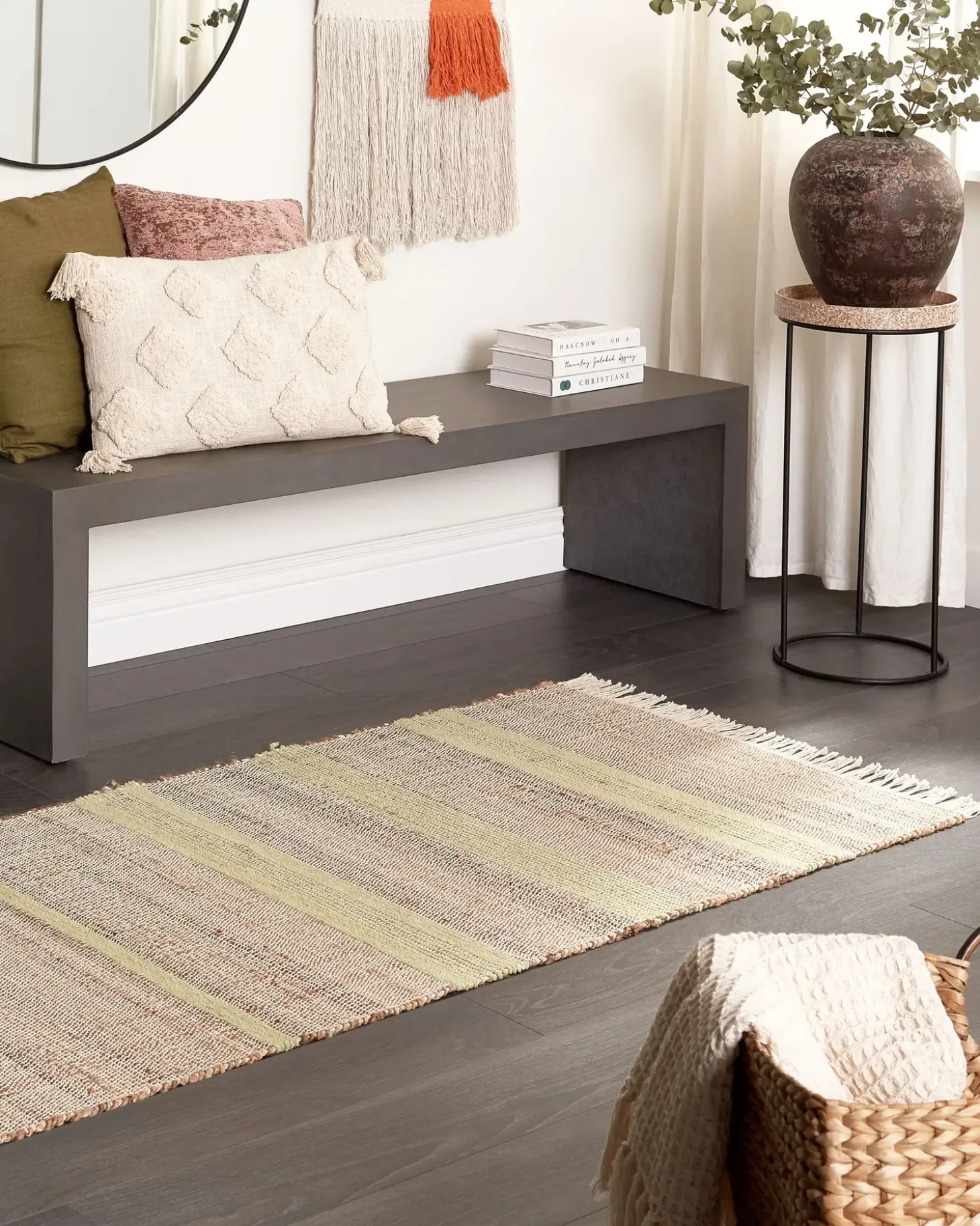 Gulvtæppe TALPUR Lysegrøn 80 x 300 cm Jute