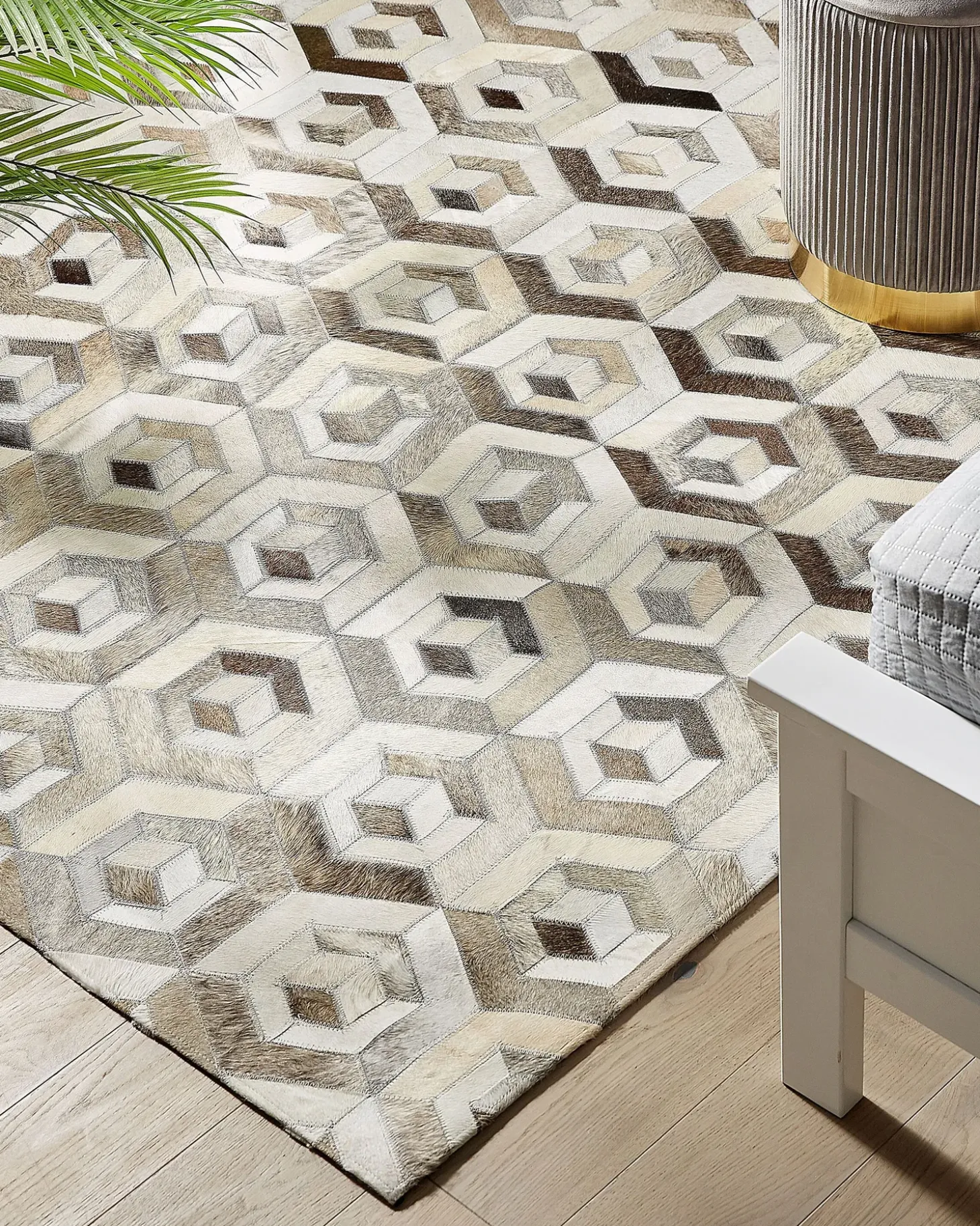 Gulvtæppe TAVAK Beige 160 x 230 cm Ægte læder