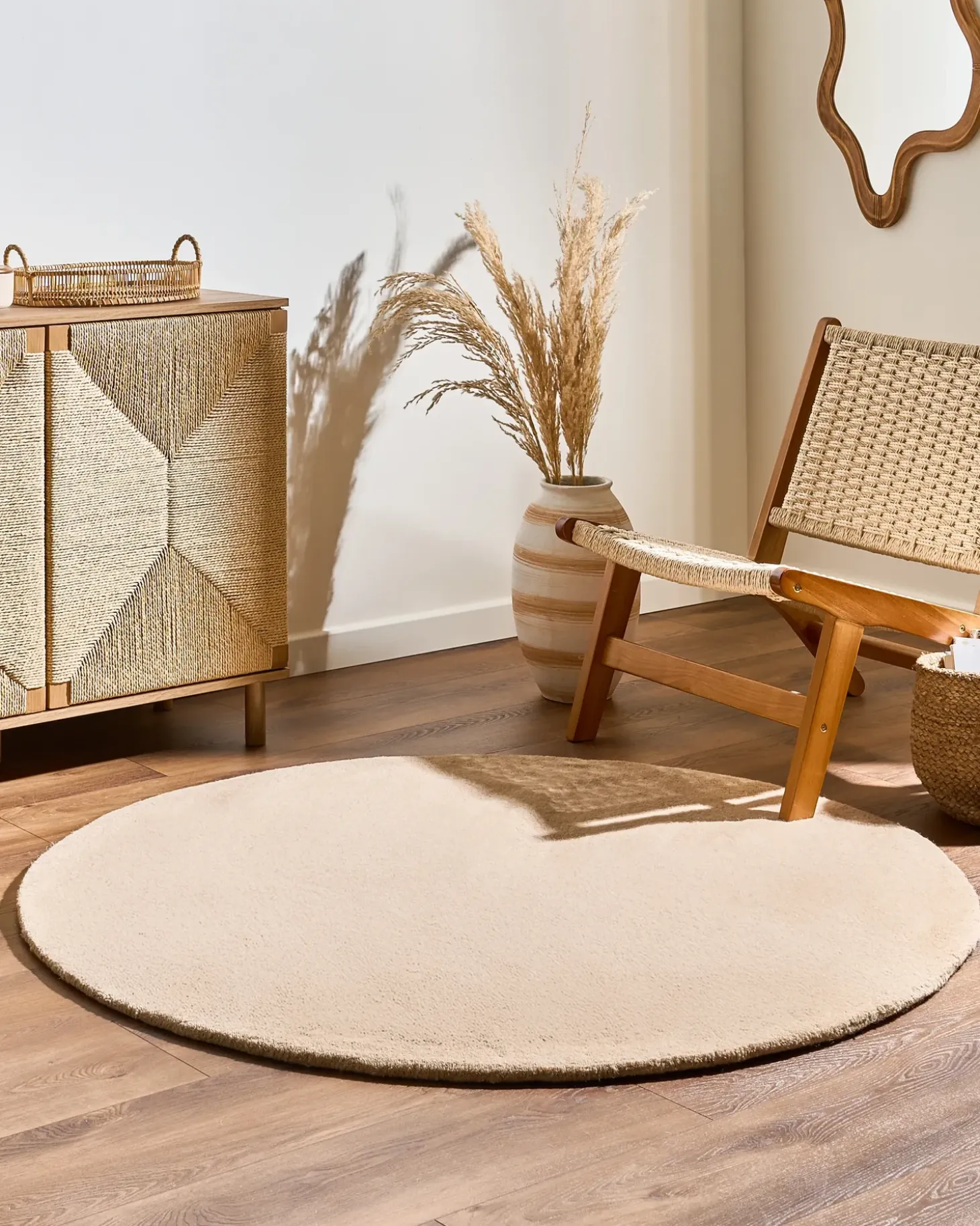 Gulvtæppe VASCO Beige ø 140 cm Uld