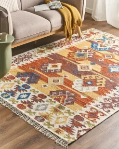 Gulvtæppe VOSKETAP Multifarvet 160 x 230 cm Uld Kelim
