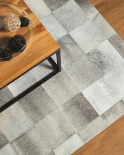 Gulvtæppe ALACAM Grå 160 x 230 cm Ægte læder