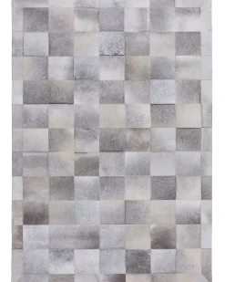 Gulvtæppe ALACAM Grå 160 x 230 cm Ægte læder