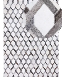 Gulvtæppe AYDIN Grå 160 x 230 cm Ægte læder