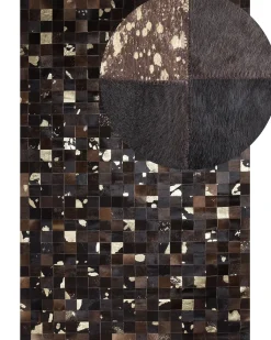 Gulvtæppe BANDIRMA Brun 140 x 200 cm Ægte læder