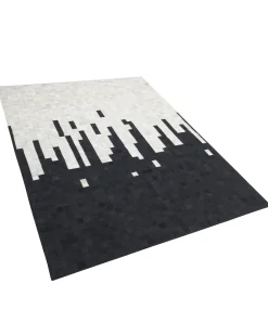 Gulvtæppe BOLU Sort 160 x 230 cm Ægte læder