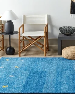 Gulvtæppe CALTI Mørkeblå 160 x 230 cm Uld Gabbeh