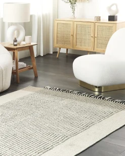Gulvtæppe DIVARLI Beige 160 x 230 cm Uld