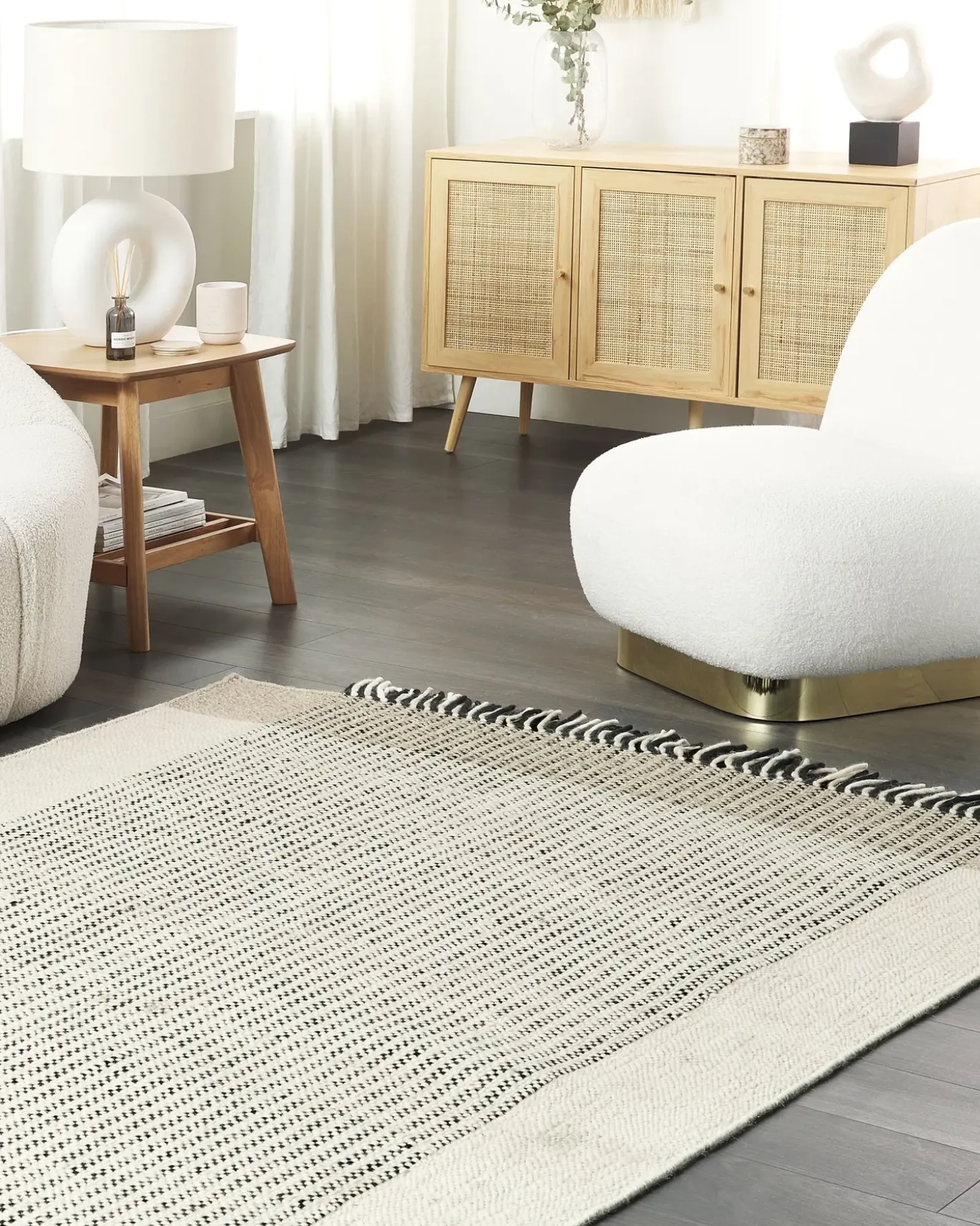 Gulvtæppe DIVARLI Beige 160 x 230 cm Uld