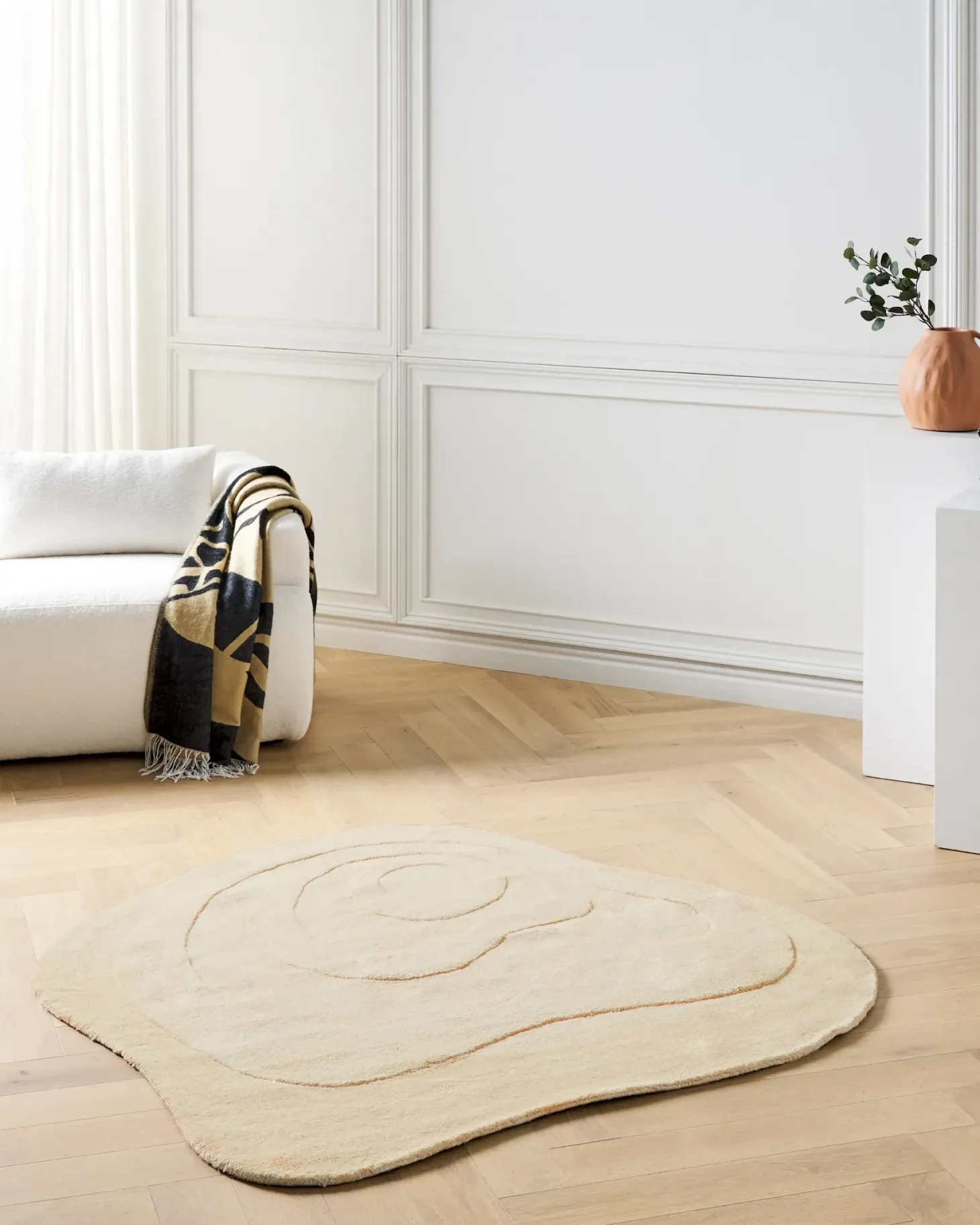 Gulvtæppe GORANO Lys Beige 160 x 160 cm Viskose