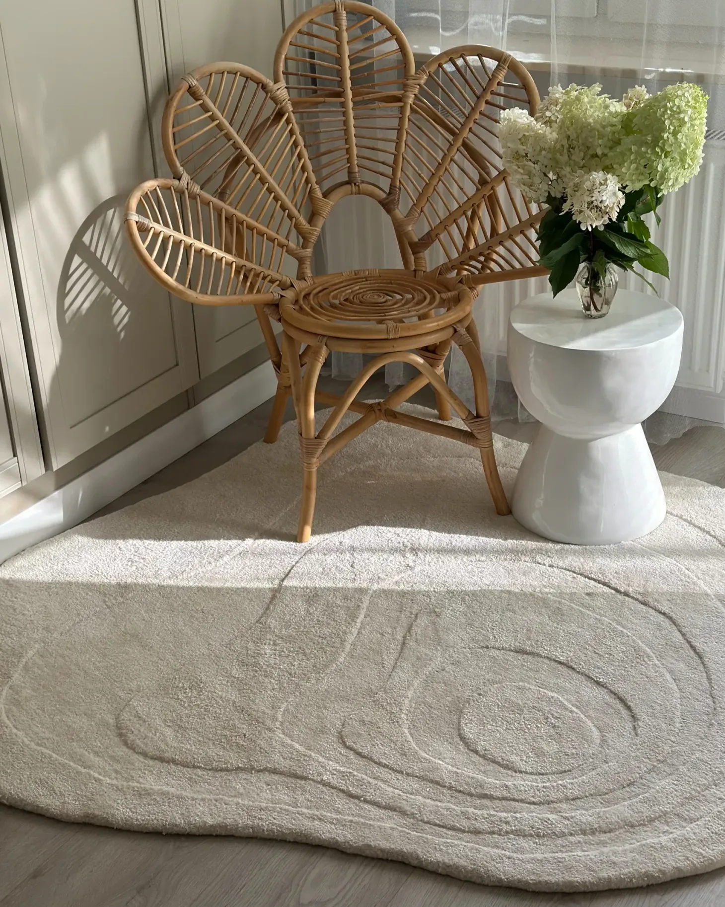 Gulvtæppe GORANO Lys Beige 160 x 160 cm Viskose