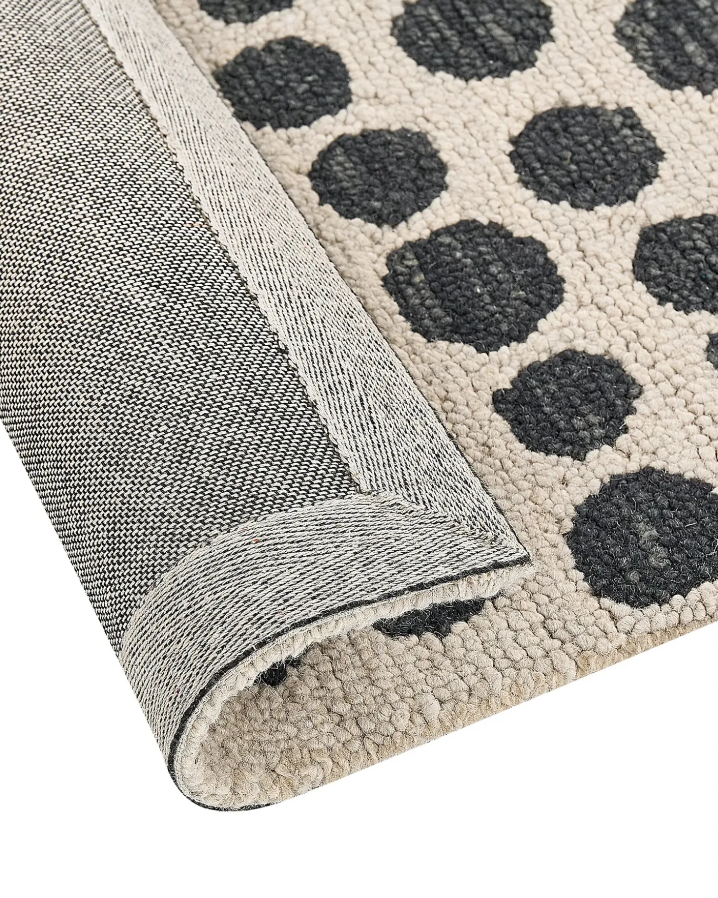 Gulvtæppe HAVRAN Sort/hvid 80 x 150 cm Uld