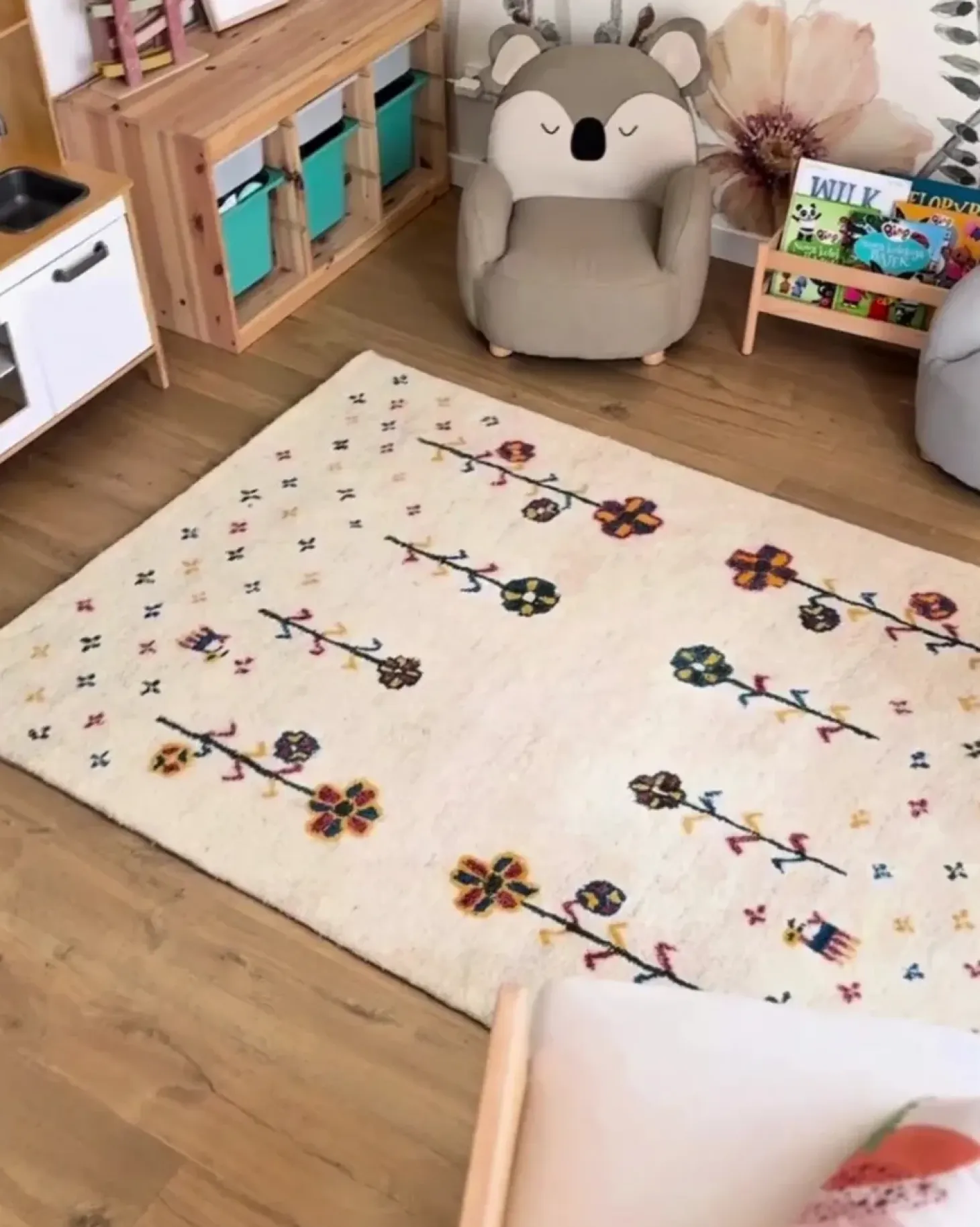 Gulvtæppe HUSUNLU Beige 140 x 200 cm Uld Gabbeh