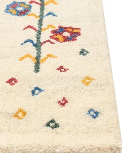 Gulvtæppe HUSUNLU Beige 140 x 200 cm Uld Gabbeh